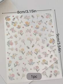 1片春夏花卉图案水钻脸部贴纸，舞台派对妆容，眼部水滴亮片装饰，音乐节/摄影妆容必备 - 彩色 - 查看 5