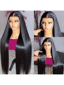 Elegant Long Straight Wig For Women - Bob Wig 6-36 Inch Blended Hair 13*4 Lace Front Wig 180% Density Black/Brown/Burgundy/Orange Versatile For All Races For Daily Use, Family Gatherings, Festivals, Parties Soft Smooth Hair - SNatural - View 9