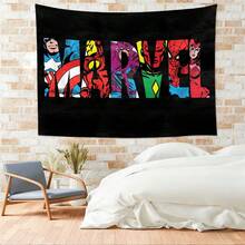1pcs Cartoon A Vengers S Uperhero Wall Tapestry Backdrop, Iron Man C Aptain America S Piderman Party Decorations For Photo Booth, Cute Hero Team Photography Background, Living Room Bedroom Aesthetic Wall Decor, Outdoor Indoor Celebration Banner, Backyard Party Photo Prop Supplies, School Event Poster Decor, Home Dormitory Wall Hanging Art - 多色-A - 查看 6