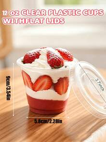 9oz Clear Plastic Dessert Cups With Solid Lids, Suitable For Ice Cream, Cake, Snacks, Fruit, Cold Drinks, Smoothies, Pudding And Salads - Multicolor - View 6
