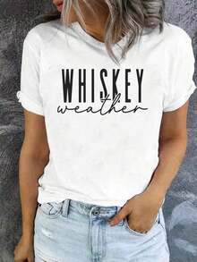 1 camiseta unisex con temática "Whiskey Weather" 100% algodón, 210g 100% algodón, los diseños están impresos. Unisexo. - Blanco - Ver 1
