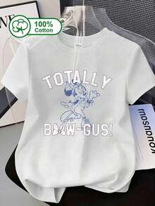 Camiseta de manga corta 100% algodón casual de uso diario para mujer, con estampado de  y la frase "¡TOTALMENTE MARAVILLOSO! ", adecuada para salidas diarias, la escuela y visitas.Ropa de verano, camiseta con gráfico impreso de línea de dibujo de .Blanco |   Diseño exquisito |   Suelto y cómodo |   Fácil de combinar | - Blanco - Ver 8