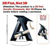 1pc 2D Flat Graduate Letter Acrylic Decor, Graduation Decoration & Gift, Rotating Desktop Ornament, Home/Office Decor, Gift For Teachers & Classmates, Party Favor, 2D Flat Design - 1PC - View 9