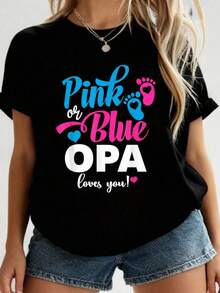 Camiseta de anuncio de género rosa o azul Opa te para revelación de género del bebé 2026 Nueva camiseta impresa para mujeres, camiseta de otoño para mujeres, camiseta de invierno, camiseta de para mujeres 55OQ - Negro - Ver 8