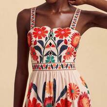 TRVLCHIC Summer Vacation Casual Floral Print Camisole Dress, Summer Fall  Clothes, New Year, Wedding Guest Outfits, Elegant Graduation, Luxury Prom Dress, Casual Outfits,Christmas,Tropical Vacation, Bohemian Outfits, Ibiza Outfits, Western Style - Multicolor - Ver 1
