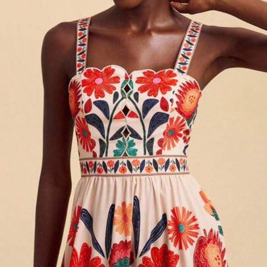 TRVLCHIC Summer Vacation Casual Floral Print Camisole Dress, Summer Fall  Clothes, New Year, Wedding Guest Outfits, Elegant Graduation, Luxury Prom Dress, Casual Outfits,Christmas,Tropical Vacation, Bohemian Outfits, Ibiza Outfits, Western Style - Multicolor - Ver 1