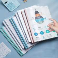 10pcs/Set Transparent A4 Water Drop Shaped File Folders With Pull Rod, Morandi Color Large Capacity Transparent Insertion Page Plastic Pull Rod Clip, Single Page Book Classification Clip, Exam Paper Clip, Document Folder, Transparent Large Capacity Pull Rod Clip Fixed File, Suitable For Office And School, Random Color - A - View 6