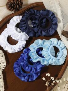 8 chiếc dây buộc tóc xếp ly bằng satin, độ đàn hồi cao, không gây hư tổn tóc, phụ kiện tóc scrunchie mềm mại. - Phối màu - Xem 9