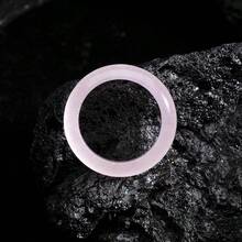 Pinannie 6mm Natural Stone Jade Pink Ring For Women, Solid Quartzite Gemstone Wedding Band Thumb Ring Fengshui Lucky Jewelry, Minimalist Healing Crystal Gift For Her, US Size 5-12 - Pink - View 8