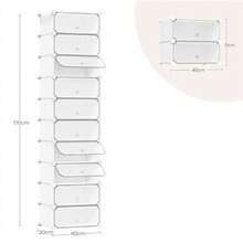 SR0052wtp - Platzsparender Schuhaufbewahrungs-Organizer Stapelbare Schuhbox für 20 Paare - Schuhschrank mitür & Haken - 40x30x170cm - Weiß - - Übersicht 3