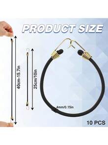 20 sợi dây thun co giãn mini màu đen, dài 10 inch, dùng cho cắm trại ngoài trời. - A - Xem 2