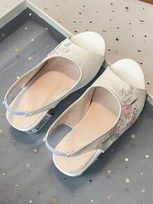 Peep-Toe High Heel Sandals, Open-Back With Ankle Strap - White - View 4