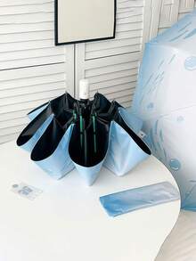 1pc Fully Automatic Umbrella, Dual-Use Sunshade & Rainproof, Student/Women, Black Coating, Foldable, Reinforced Double Ribs - As Shown - View 5