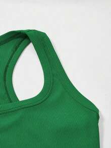Camiseta sin mangas cuadrada Floreya para mujer, top casual de verano de ajuste ceñido sin mangas para capas, sencillo pero elegante, estilo deportivo, versátil para todas las estaciones en color blanco - verde menta - Ver 5