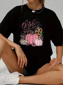 Camiseta Casual de Manga Corta para Mujer 1 Pieza 100% Algodón Pesado - Cuello Redondo Cómodo, Tops Suaves y Adorables - Negro - Ver 2