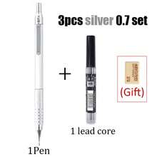 Bộ 3 bút chì tự động chất lượng cao màu đen/bạc, ruột chì than HB đen 0.3/0.5/0.7/0.9/2.0mm, khó gãy, thích hợp cho bút vẽ chuyên nghiệp và văn phòng phẩm (Tặng kèm 1 bút + 1 ruột chì + 1 tẩy). - Nhiều màu - Xem 16
