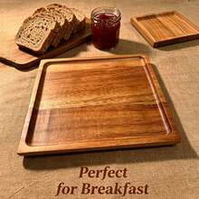 1pc Multipurpose Square Serving Tray, Reusable, Made Of Rosewood, For Snacks, Desserts And Daily Kitchen Use At Home - View 1