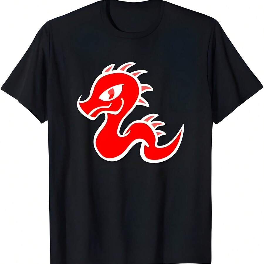 Camiseta de dragón rojo mágico lindo - Negro - Ver 1