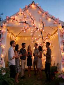 1pc Cherry Blossom Branch Light, 8 Flashing Modes, Suitable For Indoor/Outdoor Use In Spring/Summer, Applicable For Wedding Decor, Party Ambiance, Valentine's Day, Christmas, Birthday, Graduation Ceremony And More - ánh sáng trắng ấm áp - Xem 2