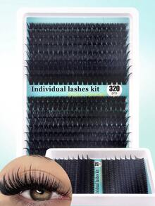 Bộ nối mi 320 sợi, độ cong D 30D+40D/50D+60D/80D+100D, mi giả tổng hợp lông chồn - Bộ mi giả D xoăn tự nhiên, từng sợi riêng lẻ, tự làm mi nối - Có thể tái sử dụng, nhẹ và dễ đeo. - Xem 6