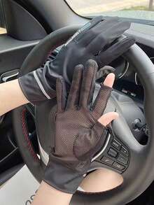 Letter Graphic Gloves - Black - View 5