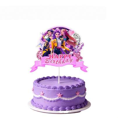 New Girl Group Birthday Party Decorations, Cake Topper Flags, Cake Decor Banners