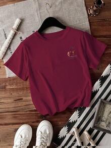 Mi mejor amiga es mi camiseta de cuello redondo con estampado de fruta en forma de cereza para mujeres - Color caoba - Ver 3