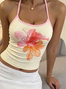 2026 Sexy Graphic Print Camisole Top For Women - Apricot - View 1