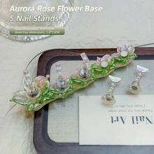 5件套美甲练习底座，荒野风心玫瑰珍珠光泽美甲板展示架，初学者美甲支架，高品质珍珠光泽稳定防滑便携易收纳，美甲印花展示摄影工具，适用于美甲沙龙 - 彩色 - 查看 12