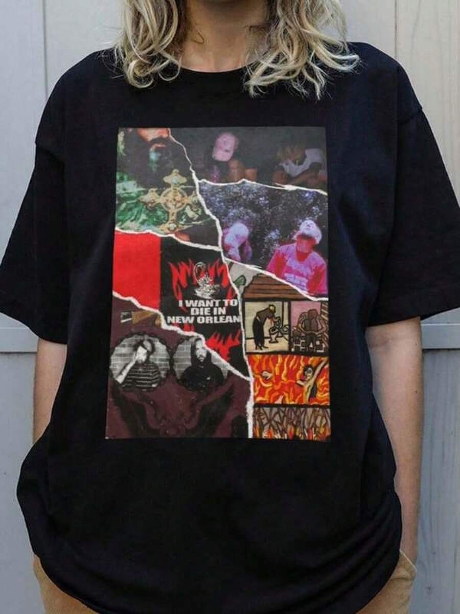 Uicideboy Poster Short-Sleeved T-Shirt Mens Summer Outfits, Kiss All The Time Disco Occasionally Holiday Essentials,  Concert, 1 Piece,Unisex Concert T-Shirt, Family Matching Outfits Adult And Children's Sizes - Black - View 1