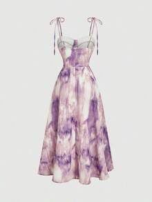 Vestido con abertura y lazo floral - Multicolor 2 - Ver 8