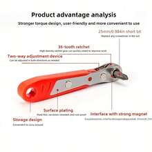 1pc Multifunctional 36-Tooth Mini Ratchet Screwdriver Tool Set With 10pcs Tool Kit, Suitable For Narrow Space Repair Operations - Manual Operation, Ideal For Home Furniture Repair, Garden, Vehicle Disassembly And Repair Tools! - Ratchet Wrench Set - View 7