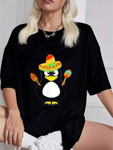 Wildebeest Costume, Hat, Mexican Water Bird, Maraca T-Shirt, New Style 2026, Women's T-Shirt, Summer Print, Fashion T-Shirt, SPJI Women's T-Shirt - 黑色 - 查看 1