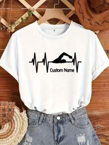 Camisetas de natación personalizadas, camisetas de nadador personalizadas, camisetas para equipos de natación, regalos para entusiastas de la natación, regalos para patinadores artísticos, 100% algodón. - Blanco - Ver 1