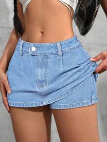Tall Minifalda vaquera ultracorta, de moda para el verano - Lavado ligero - Ver 3