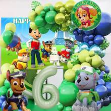 Green Paw Print Style Foil Number Balloons, Including Light Green, Green And Blue, Suitable For Birthday Party Decoration, Happy Birthday Balloon Set, Ideal For Adult Birthday Party Wall Decoration Balloon Set - View 8