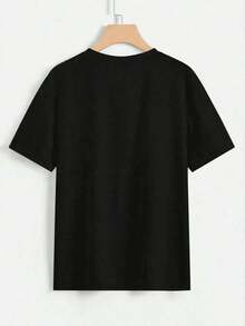 Camiseta de manga corta estampada de automóviles para mujer, con cuello redondo, estilo de verano. - Negro - Ver 5