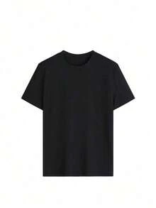 Camiseta Blanca Básica Oversized Vintage, Estilo Y2K Minimalista Clean Fit, Top Liso De Algodón Transpirable Para Verano, Ideal Para Personalizar, Uso Diario Y Capas, Artículo Viral De Moda Con Tejido Suave Y Elástico - Negro - Ver 2