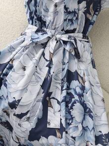 Vestido de verano de mujer con estampado floral elegante, cuello cruzado y volantes en el bajo - Multicolor - Ver 9