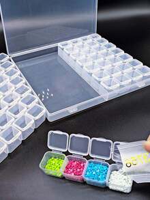 Brodark 56-Grid Transparent Plastic Dust-Proof Storage Box - Suitable For Rhinestones, Beads, Nail Art Decorations, DIY Crafts And Small Parts Jewelry Organizer - Multicolor - View 2