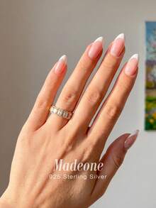 MADEONE 1枚经典优雅水滴形立方氧化锆戒指，订婚/节日礼物，925纯银精美首饰 - 半圓矩形戒指 - 查看 3