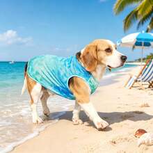 1pc Pet Dog Vest, Summer Mesh Breathable Cool Seahorse Print Pet Vest, Suitable For Small/Medium/Large Dogs & Cats, Lightweight For Home Or Beach Use - Mint Green - View 1