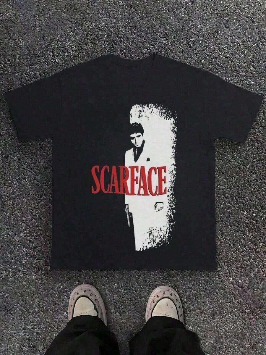 Tee-shirt en coton pur épais à imprimé numérique décontracté inspiré d'une affiche de film, unisexe. 1 pièce, vêtements d'été pour hommes, chemises de créateur pour hommes, t-shirt à imprimé, vêtements d'été, hauts d'été, cadeau pour la fête des pères, 100% coton, t-shirt imprimé pour hommes et femmes, vêtement d'été pour homme, t-shirt homme en coton - Noir - Voir 1