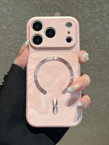 1pc Candy Color Cute Gradient Clear Matte PC Magnetic Phone Case Compatible With IPhone 17 Pro Max 16 15 14 13 12 11 Pro Max Plus Hard PC Back Cover Wireless Charge - Pink - View 2