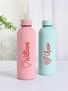 1件客製化雙層不鏽鋼咖啡杯/蘇打水瓶，運動保溫水杯，500ml/17oz 個性化姓名杯，多色可選，適合作為返校、節日與生日禮物 - 彩色 - 查看 2