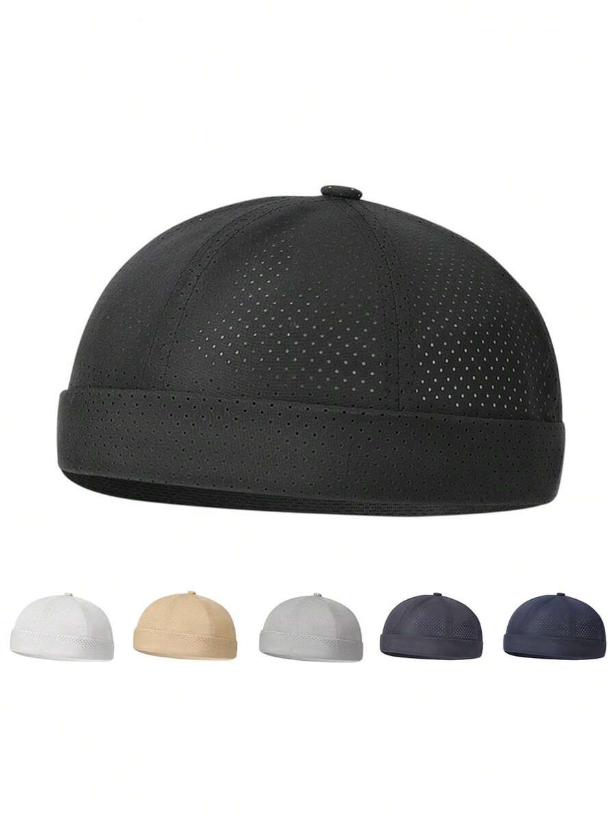 1pc Unisex Solid Color Quick-Dry Brimless Skull Cap, Fashion Versatile Polyester Breathable Mesh Hat, Suitable For Outdoor Sports, Fishing, Daily Wear, Gift For Family, Friends, Boyfriend/Girlfriend, Christmas, Father's Day, Teacher's Day, Personalized Birthday Gift - Multicolor - View 1