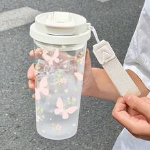 1個/5個 500ml 櫻花與蝴蝶圖案塑膠杯附吸管，冰咖啡果汁咖啡茶燕麥奶，透明冰咖啡杯配精緻粉色花卉與蝴蝶圖案，適合日常使用，女孩與自然愛好者的理想禮物 - 多色-蝴蝶玫瑰 - 查看 10