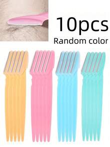 10 piezas/20 piezas Rasuradora de cejas de acero inoxidable multicolor con cubierta y red protectora, recortadora de vello facial y corporal, adecuada para principiantes para evitar rasguños - Multicolor - Ver 5