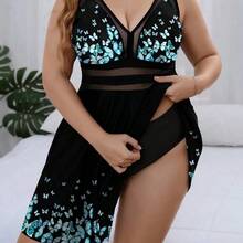 Swim Lushoire 2025 Plus Size Printed Tankini Swimsuit - Multicolor - Ver 5
