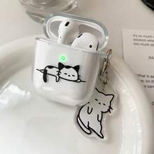 1个懒猫耳机保护套，兼容苹果无线蓝牙耳机 4 Pro 2/3代，卡通猫图案保护套 - 彩色 - 查看 3